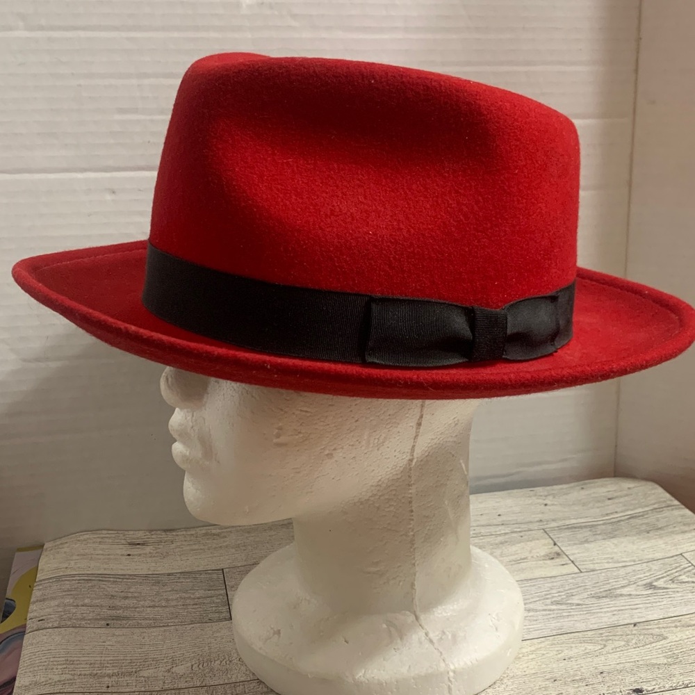 Original Lite Felt Red Fedora Hat.. LG 
Packable, washable ,water repellent wool